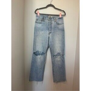 Levi's Light Blue Ribcage Straight Distressed Jeans